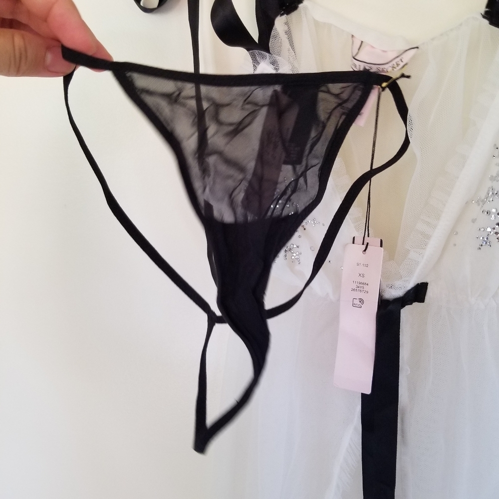 NWT Victoria Secret Lingerie Snowflake 2 Piece Thong Nightie Set Size XS - Picture 4 of 13